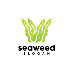 Fototapeta premium Seaweed Logo, Underwater Plant Vector, Simple Leaf Design, Illustration Template Symbol Icon