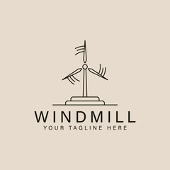 windmill logo line art design with minimalist style