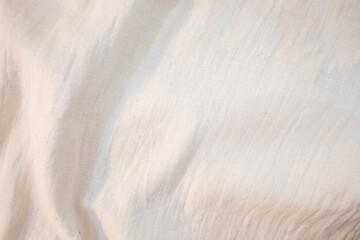 Fabric backdrop White linen canvas crumpled natural cotton fabric Natural handmade linen top view background Organic Eco textiles White Fabric texture