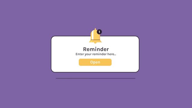 Reminder, notification page with floating elements and business planning, events, timetable flat animation.