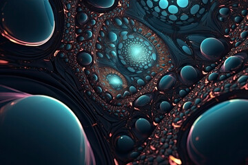 3d render, abstract fractal background, microbiological shapes, macro nature, organic pattern