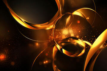 Abstract golden shapes with light effect background