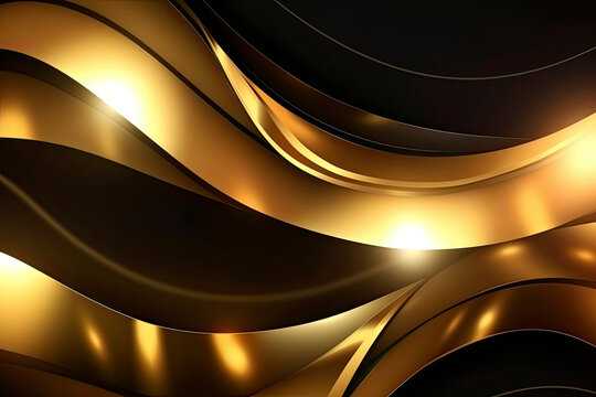 Abstract golden shapes with light effect background © surassawadee
