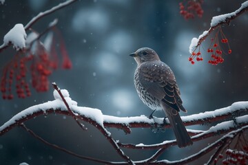 The Sermon of a Bird on a Snowy Branch. Generative AI