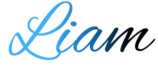 Liam - light blue and blue color - male name - ideal for websites, emails, presentations, greetings, banners, cards, books, t-shirt, sweatshirt, prints

