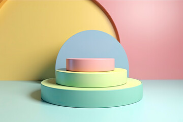 abstract pastel color geometric shape background, modern minimalist mockup for podium display