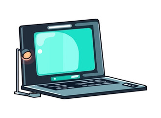 Modern laptop digital and lamp Generative AI