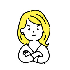 かわいい人物のイラストシリーズ。女性のオフィスワーカー。腕組み。　