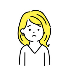 かわいい人物のイラストシリーズ。女性のオフィスワーカー。悩む。　