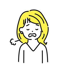 かわいい人物のイラストシリーズ。女性のオフィスワーカー。疲れた。　