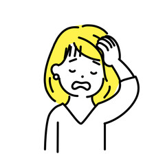 かわいい人物のイラストシリーズ。女性のオフィスワーカー。疲れた。　