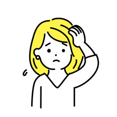 かわいい人物のイラストシリーズ。女性のオフィスワーカー。困る。　