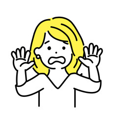 かわいい人物のイラストシリーズ。女性のオフィスワーカー。降参。　