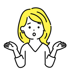 かわいい人物のイラストシリーズ。女性のオフィスワーカー。かしげる。　