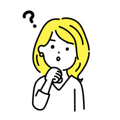 かわいい人物のイラストシリーズ。女性のオフィスワーカー。かしげる。　