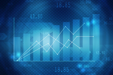 2d rendering Stock market online business concept. business Graph 