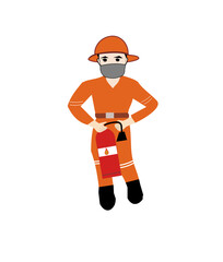  firefighter man on white background