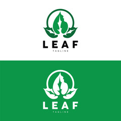 Green Leaf Logo, Ecology Natural Plant Vector, Nature Design, Illustration Template Icon