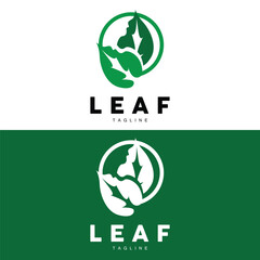 Obraz premium Green Leaf Logo, Ecology Natural Plant Vector, Nature Design, Illustration Template Icon