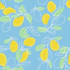 Lemon Brunch Sketch Background Seamless