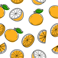 Orange seamless pattern with cute doodle design suitable for fabric or wallpaper