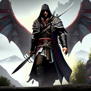 assasin&acute;s con alas de dragon
