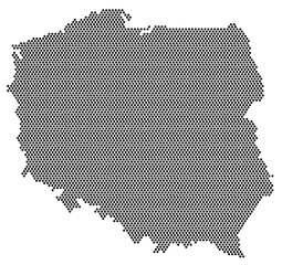 Isolated map of Poland created by dots on a transparent background. State borders of modern Poland. Geographic abstract map.