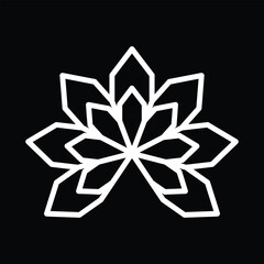 Lotus flower logo black and white color vector
