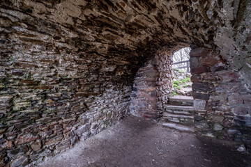 Stone vault of the castle ruins Zubstejn, Czech republic