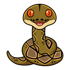 Fototapeta premium Cute happy reticulatus python cartoon 