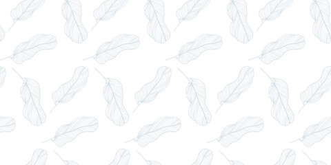 Delicate light tropical pattern with blue banana leaves. Pattern for textiles, wrapping paper, covers, decor, wallpapers