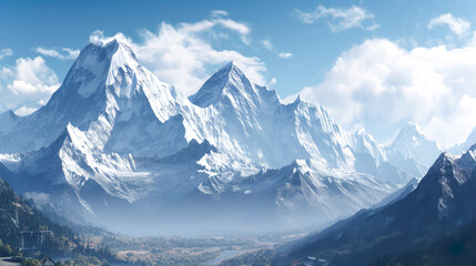 Obraz premium 想像上の巨大な雪山 Generative AI