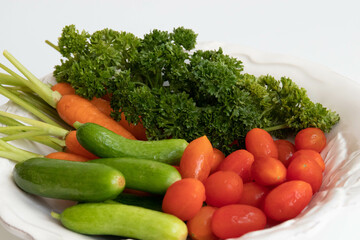 Healthy Lifestyle, Organic Vegetable in an Enamel Vegetable Basket Household Fruit Tray Drain