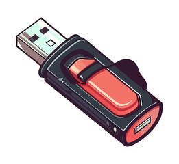 USB data security icon, flat design Generative AI