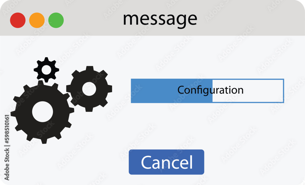Poster progress bar system configuration settings icon. computer setting process sign. flat style.