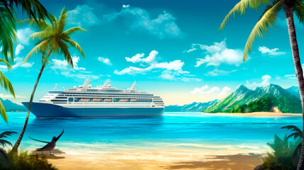 Fototapeta na wymiar tropical paradise luxury cruise, generative ai