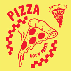 Hand drawn doodle Hot pizza. Doodle vector.
