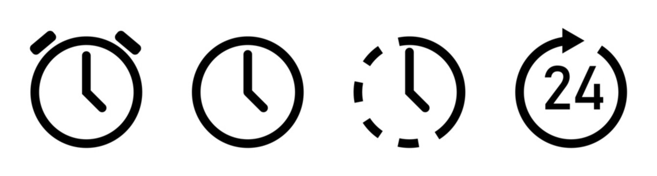 time icon time left alarm clock and open 24 our icon pack