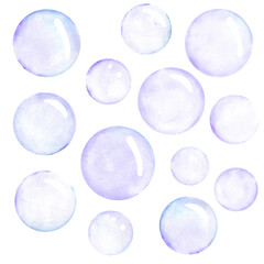Watercolor soap bubbles. Vector pattern