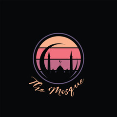 Unique circle vintage classic mosque logo design