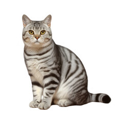 american shorthair sitting isolated on white