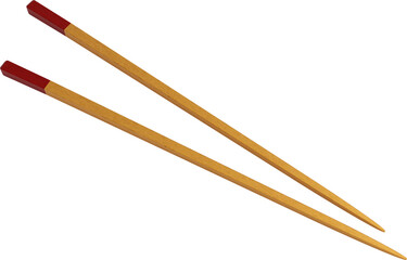 3d render pair of golden wooden of chopsticks