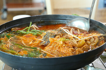 Korean food spicy fish stew
