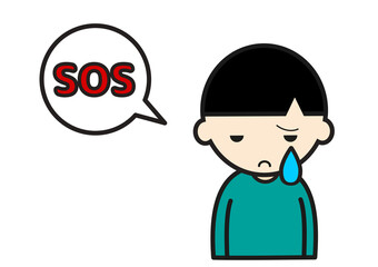 SOSを出す悲しい男の子