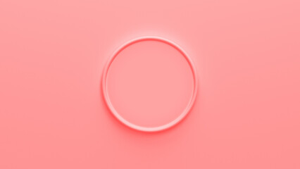 Pink circle on a pink background. Minimal Color Concept. 3d illustration.