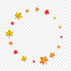 Red Leaf Background Transparent Vector. Leaves Realistic Template. Green September Plant. Down Foliage Frame.