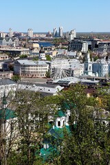 Kyiv, Ukraine, Podol, Dnipro river, city, view, panorama, architecture, landscape, building, town, sky, urban, travel, panoramic, cityscape, skyline, buildings, river