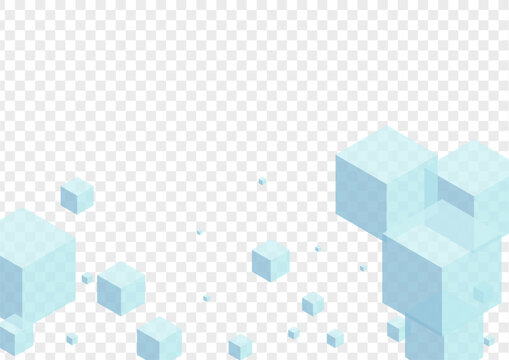 Grey Block Background Transparent Vector. Box Blank Design. Gray Cube Isometric Texture. Blockchain Card. Monochrome Spatial Polygon.