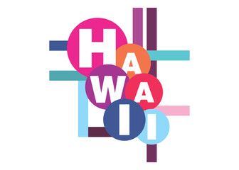 An abstract typographic representation of Hawaii on criss-cross lines