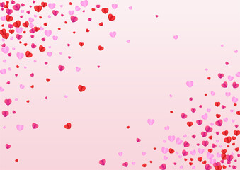 Violet Confetti Background Pink Vector. Isolated Frame Heart. Fond Card Pattern. Lilac Confetti Birthday Illustration. Pinkish Anniversary Texture.